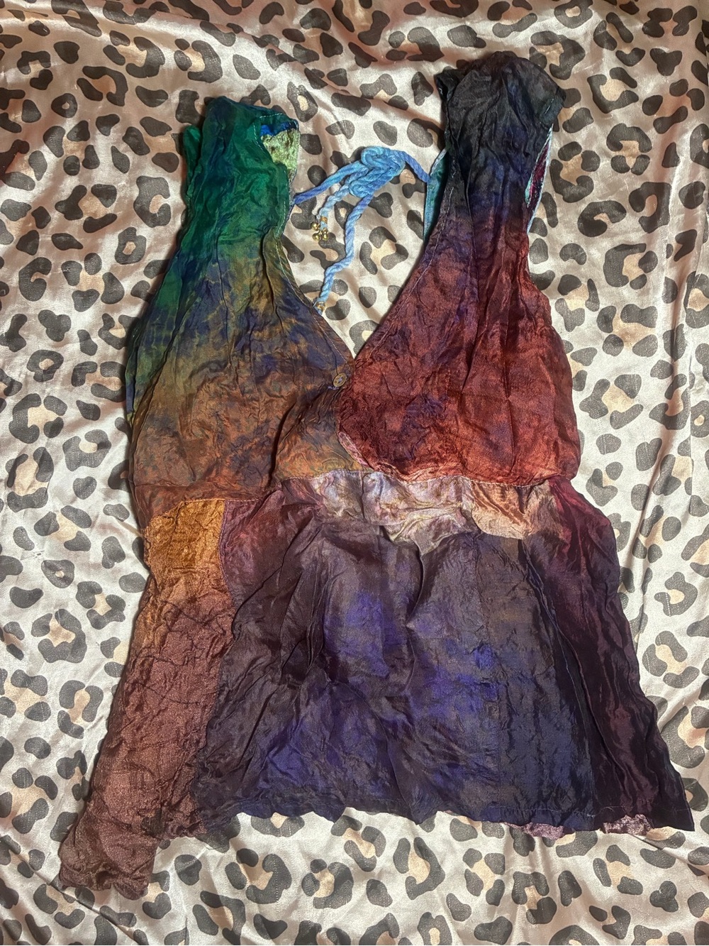 ⭒ whimsical colorful chic thing hippie backless top